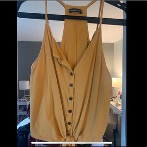 Abercrombie & Fitch tie-front yellow tank top